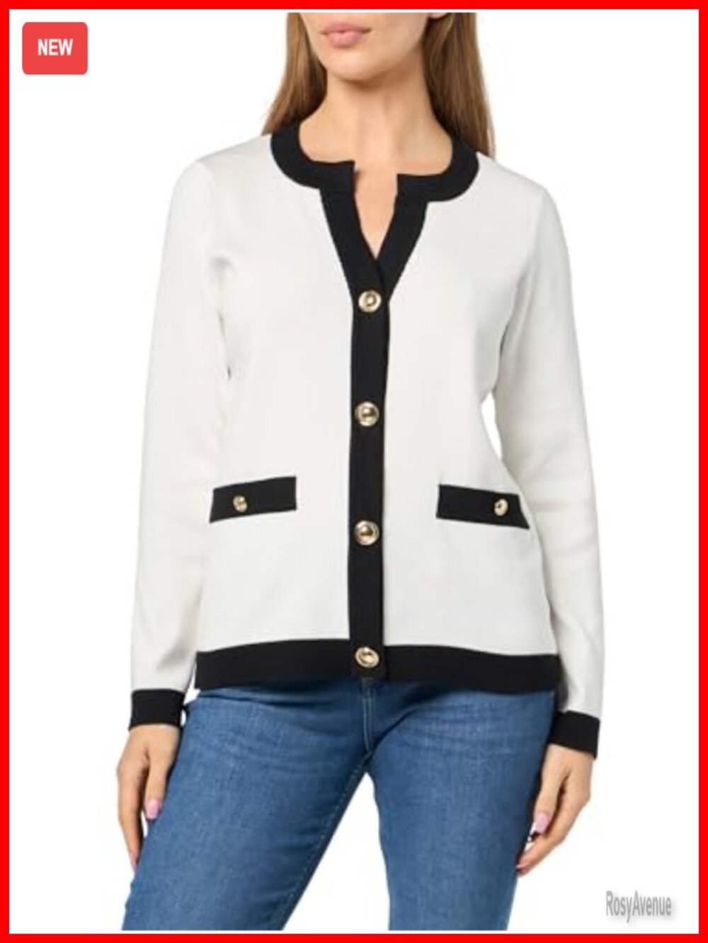 Halston Long Sleeve Button Up Color Block Cardigan Sweater
